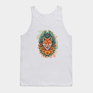 Floral red Fox Tank Top